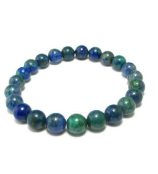 Quantum Quattro Bracelet - Malachite Shattuckite Chrysocola Dioptase - 7" - 8mm Round Beads - CW129SI0FMT