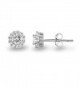 Rhodium Plated Sterling Silver Cubic Zirconia Classic Halo Stud Earrings- (Center Stone: 4.5mm) - C512EQ341H1