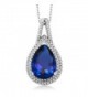 11.00 Cttw Pear Shape 15X10MM Blue Simulated Sapphire 925 Sterling Silver Pendant 18 Inch Chain - C411QGAMWM3