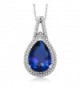 11.00 Cttw Pear Shape 15X10MM Blue Simulated Sapphire 925 Sterling Silver Pendant 18 Inch Chain - C411QGAMWM3