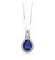 15X10MM Simulated Sapphire Sterling Pendant