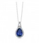 15X10MM Simulated Sapphire Sterling Pendant