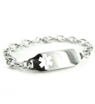 MyIDDr - Women's- Ladies- Steel Medical Jewelry ID Bracelet- O-LINK Chain- White Symbol - C6116JYTI2T