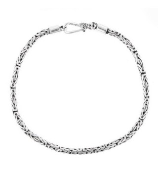 2.5mm Round Byzantine Handmade Bali Oxidized 925 Sterling Silver Bracelet Anklet - CY1880CN9I4