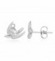 925 Sterling Silver White CZ Little Dove Bird Peace Love Symbol Post Stud Earrings 9 mm - CB12DHKM1AR