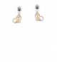 Two Tone Chihuahua Silhouette Heart - Crystal Paw Earrings - CR17YTWQKTQ