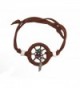 Dream Catcher Bracelet Brown Leather Cord Feather Wooden Bead (DCB10003) - CX11P5XH0EX
