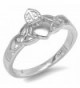 Sterling Silver Ladies Irish Friendship And Love Heart Claddagh Celtic Ring (Available in size 6- 7- 8) - CR117U68Z79