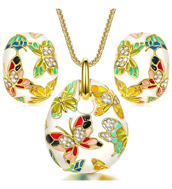 QIANSE "Spring of Versailles" Handcrafted Enamel Butterfly Jewelry Set - CL11WIUVGYL