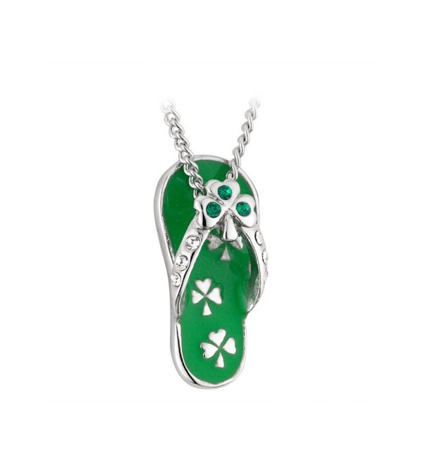 Shamrock Flip Flop Necklace Rhodium Plating- Enamel & Crystal - CY114U17DRZ