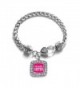 Middle Sister Classic Silver Plated Square Crystal Charm Bracelet - CV11U7O2I3X