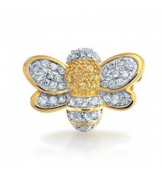 Bling Jewelry Gold Plated Cubic Zirconia Bumble Bee Brooch Pin - CG116EUMWPD