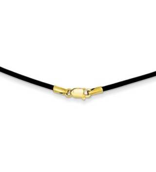 14K Gold 1.6mm 16in Black Leather Cord Necklace 16 Inches - CO11DJXFO1H