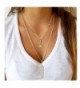 Wowanoo Simple Layered Bar Pendant Necklace Boho Feather Chain Necklace for Women Jewelry - Feather Silver - CR1895X3LLQ