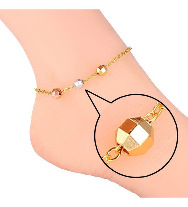 U7 Foot Jewelry 3 Tone Rose Gold & Platinum & 18K Gold Plated Chain Anklet - CM125FTYXMN