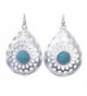 Teardrop Western Look Blue Simulated Turquoise Silver Tone Southwestern Dangle Earrings - CJ121HHTQVF