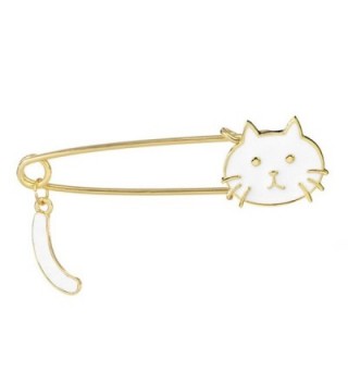 Cute Cat Sweater Pin Suit Party Brooch for Women and Men - White - CM185DRZNY6
