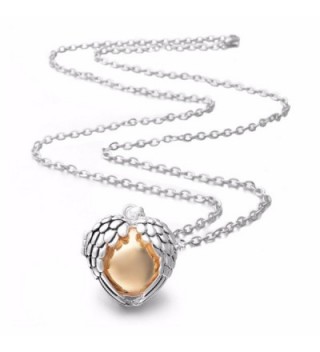 EUDORA Harmony Bola Necklace Angel Wing 18mm Music Chime Ball Cage Pendant - 30" Sweater Chain - Gold Ball - CJ12O7SSCTU