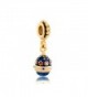 LovelyJewelry Clear White Sapphire Birthstones Flower Easter Faberge Egg Dangle Beads For Bracelets - CY11TC1C2GF