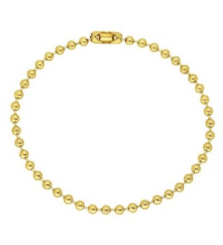 2.3mm-6.5mm 14K Yellow Gold Plated Military Ball Bead Bracelet Anklet 7" 8" 9" + Bonus Cloth - C512O8K7JXK