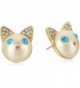 Betsey Johnson Womens Blue and Gold Cat Stud Earrings - Blue - CT185UKATXD