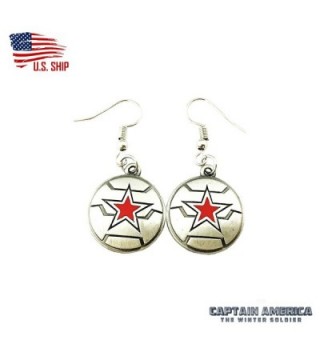 The Winter Soldier Marvel Silver Tone Cartoon Comic Logo Dangle Earrings w/Gift Box by Superheroes - C4184IMW4AI