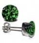 Solitaire Earrings Simulated Emerald Sterling in Women's Stud Earrings