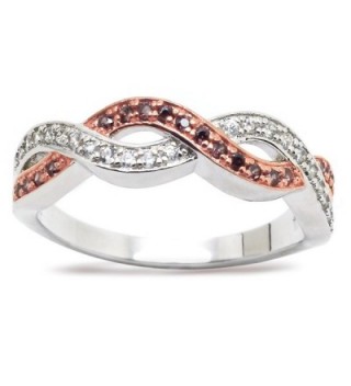 Sparkly Bride Chocolate CZ Infinity Crossover Rose Gold Plated Women Fashion Stacking Band Ring - C512IGO27WR