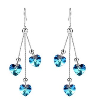EleQueen Silver tone Earrings Swarovski Crystals - Bermuda Blue - CX12N1RBGQ7