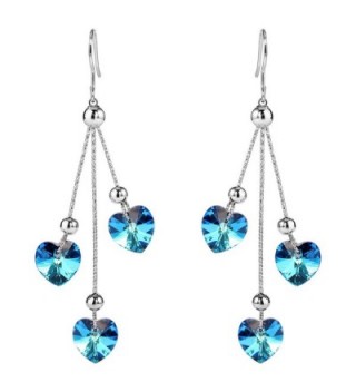 EleQueen Silver tone Earrings Swarovski Crystals - Bermuda Blue - CX12N1RBGQ7