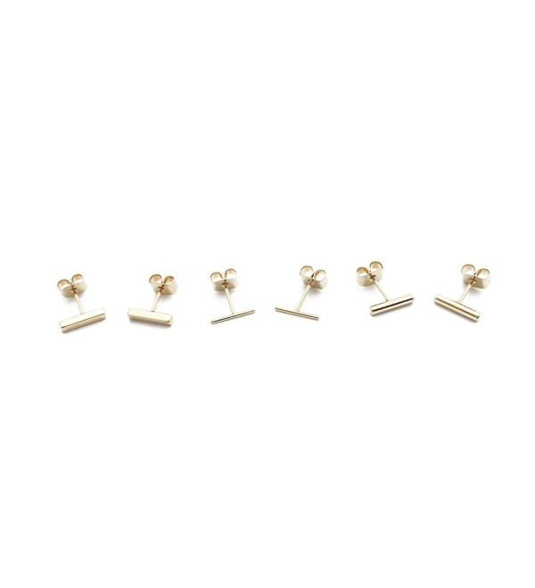 HONEYCAT 24k Gold Plated Midi Bar Earrings Trio (Wire- Round- Bar) | Madewell- Minimalist Delicate Jewelry - CG12K37YUO3