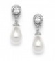 Mariell Glass Pearl Drop Clip On Earrings with Pear-Shaped CZ Halos for Wedding- Bridal- Formal & Fashion - C912N0BNPAY