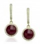 Dangle Earrings 925 Sterling Silver Gold Toned Cut Glass & Lab Stones CZ Border - by Piers Design - Ruby Jade - CV120538V9F