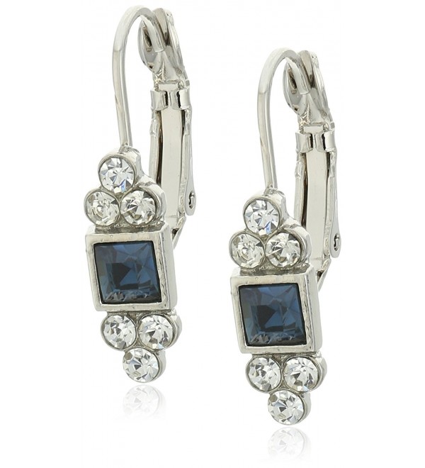 1928 Jewelry Square with Clear Crystal Accent Petite Drop Earrings - Blue - CS128X3R4C9