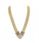 UNY Short Necklace 48cm Popcorn chain Pave Rhinestone Classic Elegant Vintage Antique Jewelry - Gold - CD18422C323