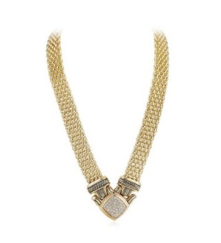 UNY Short Necklace 48cm Popcorn chain Pave Rhinestone Classic Elegant Vintage Antique Jewelry - Gold - CD18422C323