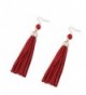 A&J. Womens Elegant Leather Long Tassel Pendant Dangle Drop Stud Earrings - Red - C7182KOAI7R