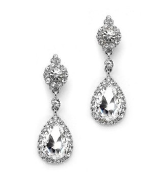 Mariell Silver Crystal Teardrop Chandelier Dangle Earrings for Weddings- Prom- Pageant & Bridesmaids - C712EM3HQMR