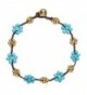 81stgeneration Women's Brass Gold Tone Simulated Turquoise Flower Bead Ankle Anklet Bracelet- 26 cm - CD114ZE2FDT