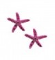 Crystal Colorful Starfish Earrings (Hot Pink Color) - CL11DMSFMWZ