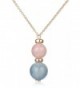 Lanfeny Rose Gold Plated 925 Sterling Silver Pendant Necklace with Natural Rose Quartz and Aquamarine - CZ182G3H04G