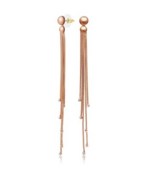Kemstone Fashion Jewelry Long Tassel Earrings for Women - rose gold - C312HLRIWPL