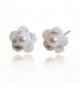 S.Leaf Sterling Silver Cherry Earrings Pearl Stud Earrings Camellia Earrings Flower Ear Studs - pearl - CA17Z7O39RU