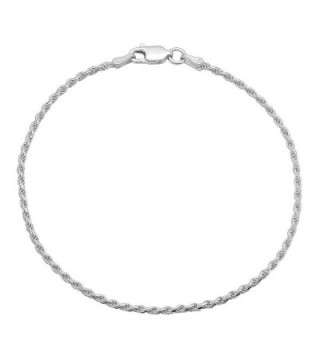 Small 2mm Real 925 Sterling Silver Italian Crafted Diamond-Cut Rope Chain Bracelet + Polishing Cloth - CH11UMNESKZ