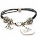 ChubbyChicoCharms My Heart Belongs To A Pit Bull- Pewter Beaded Black Waxed Cotton Cord Bracelet- 2.5" - CI11FWW4HXT