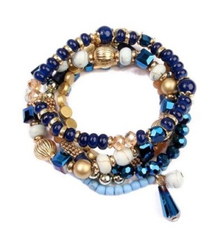 Riah Fashion Women's Multi Beaded Stretch Bracelet Set for Her - Navy - CN17AZLNWUW