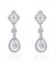 Wordless Love Rhodium Plated Brass Pear Shaped Cubic Zirconia Teardrop Bridal Wedding Dangle Earrings White - CJ12M9NDTMX