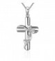 BGTY 925 Sterling Silver Cubic Zirconia Faith Hope Women Love Cross Pendant Necklace- Box Chain 18" - CU1896LMTOL