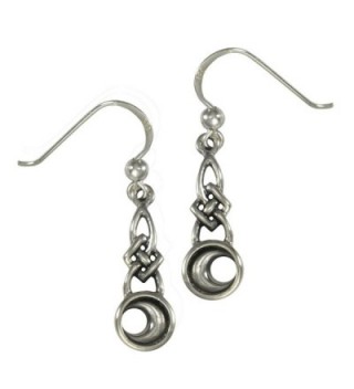Sterling Silver Celtic Knot Crescent Moon Dangle Earrings - C01190OLVJN