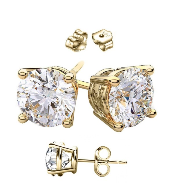 14 Karat Gold Cubic Zirconia Stud Earrings.1.00 Carat Total Weight Half a Carat Each Stone. - CR11C5366JV